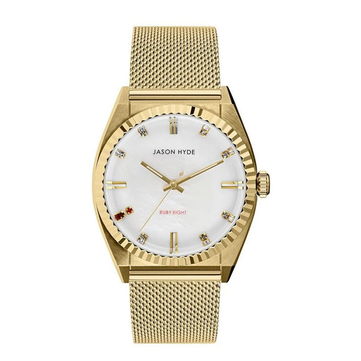 Jason Hyde Ruby 8 36mm Gold Mother of Pearl - Watches.com - JH20027