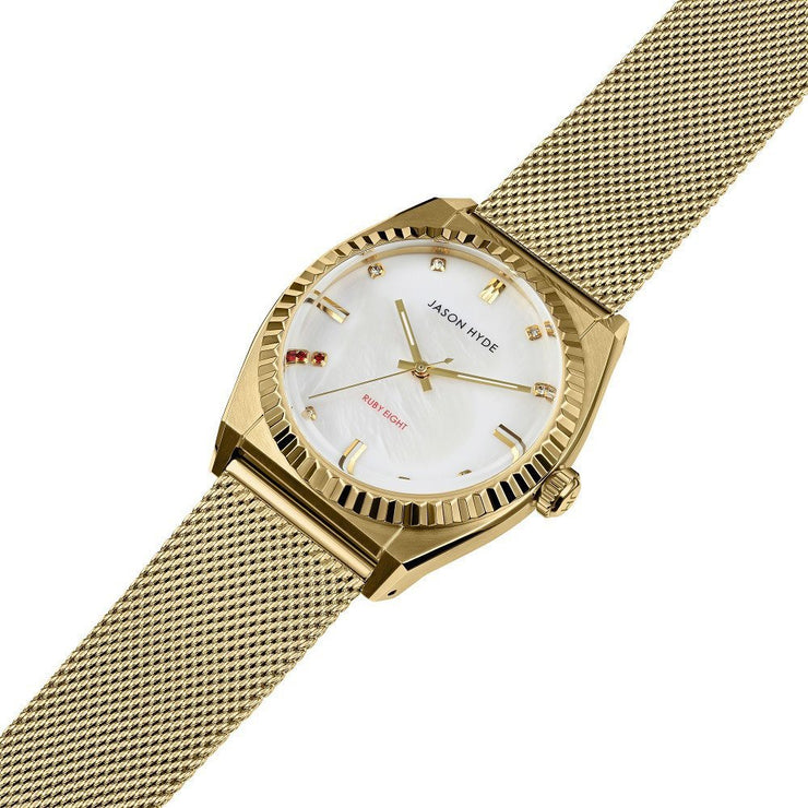 Jason Hyde Ruby 8 36mm Gold Mother of Pearl - Watches.com - JH20027