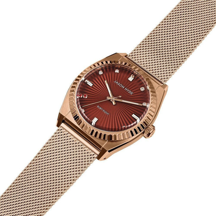 Jason Hyde Ruby 8 36mm Rose Gold Burgundy - Watches.com - JH20032