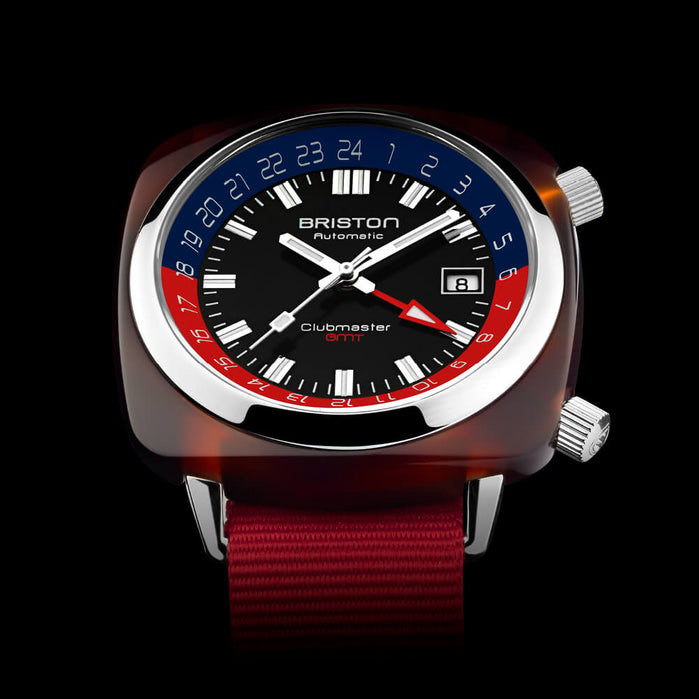 Briston Clubmaster Traveler Swiss Automatic GMT Red Limited Edition angled shot picture