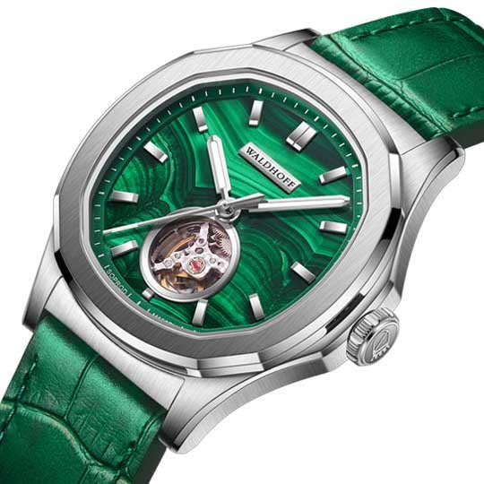 Manufaktur Waldhoff Navigator Automatic Malachite angled shot picture