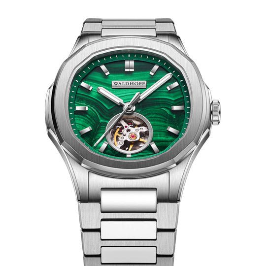 Manufaktur Waldhoff Navigator Automatic Malachite SS angled shot picture