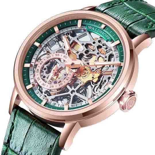 Manufaktur Waldhoff Pioneer Automatic Emerald angled shot picture