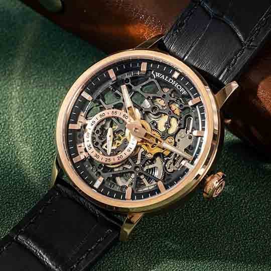 Manufaktur Waldhoff Pioneer Automatic Rose Gold Obsidian - Watches.com - 