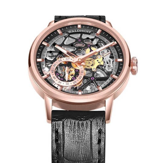 Manufaktur Waldhoff Pioneer Automatic Rose Gold Obsidian - Watches.com - 