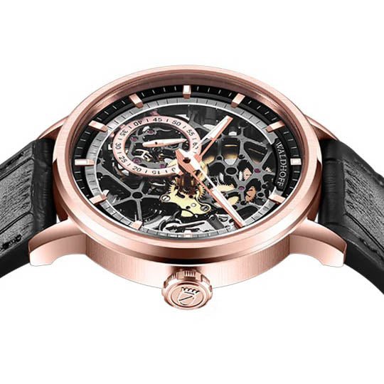 Manufaktur Waldhoff Pioneer Automatic Rose Gold Obsidian - Watches.com - 