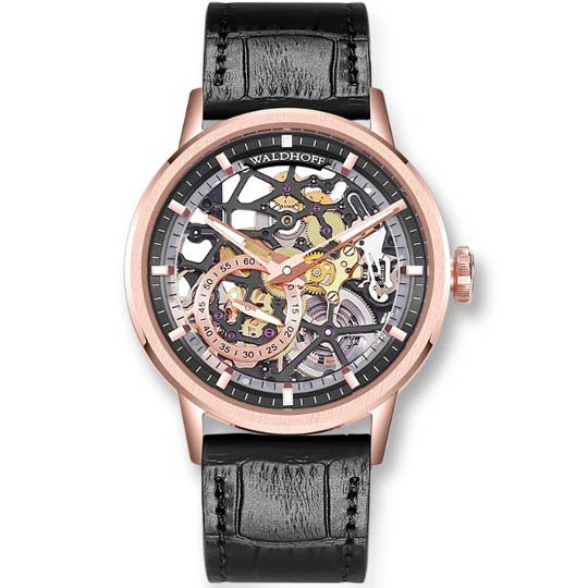 Manufaktur Waldhoff Pioneer Automatic Rose Gold Obsidian - Watches.com - 