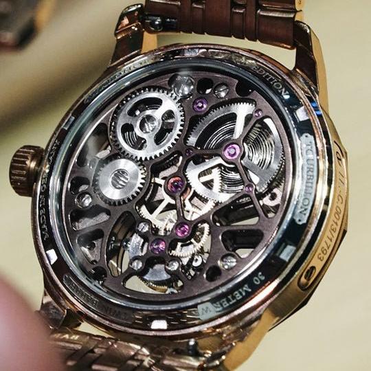 Manufaktur Waldhoff Vanguard V8 Tourbillon Red Gold angled shot picture