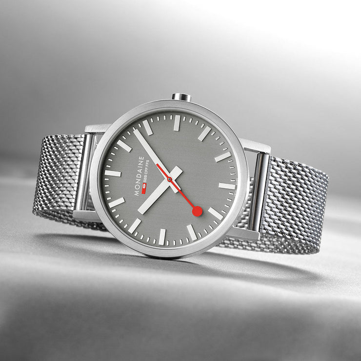 Mondaine Classic 40mm Gray SS - Watches.com - A660.30360.80SBJ