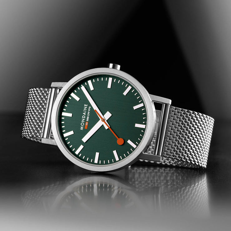 Mondaine Classic 40mm Green SS - Watches.com - A660.30360.60SBJ