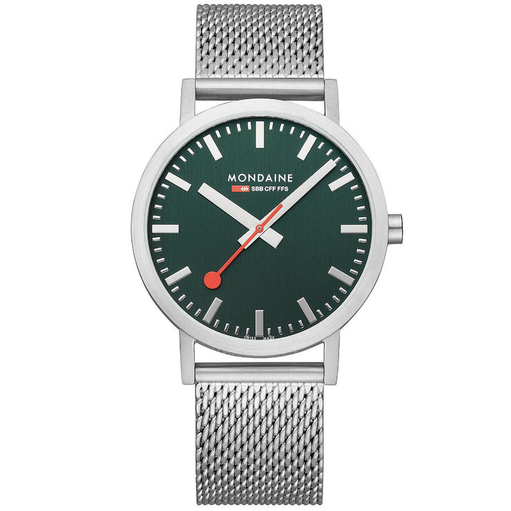 Mondaine Classic 40mm Green SS - Watches.com - A660.30360.60SBJ