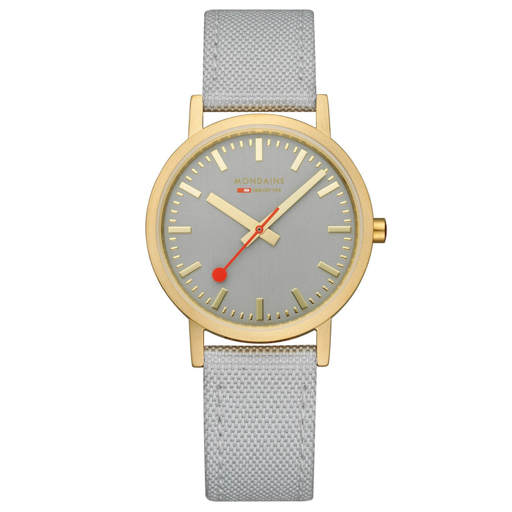 Mondaine Classic Recycled rPET 36mm Gray Gold - Watches.com - A660.30314.80SBU