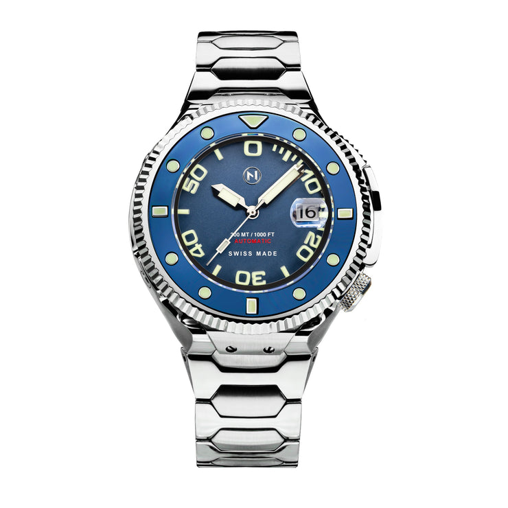 Nove Atlantean II Swiss Automatic N002 - 07 Blue - Watches.com - N002 - 07