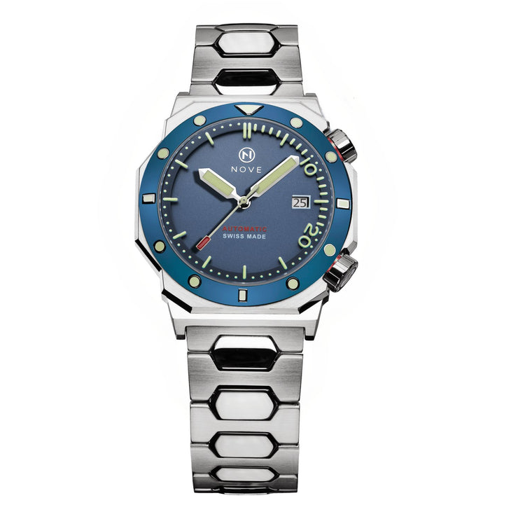 Nove Marine Swiss Automatic M003 - 07 Blue - Watches.com - M003 - 07