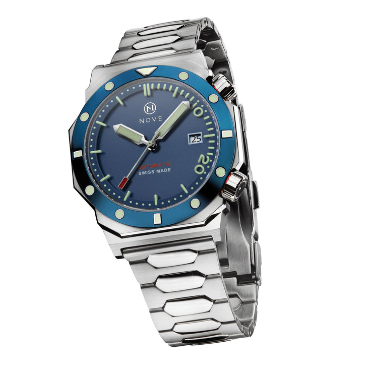 Nove Marine Swiss Automatic M003 - 07 Blue - Watches.com - M003 - 07