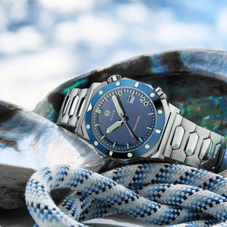 Nove Marine Swiss Automatic M003 - 07 Blue - Watches.com - M003 - 07