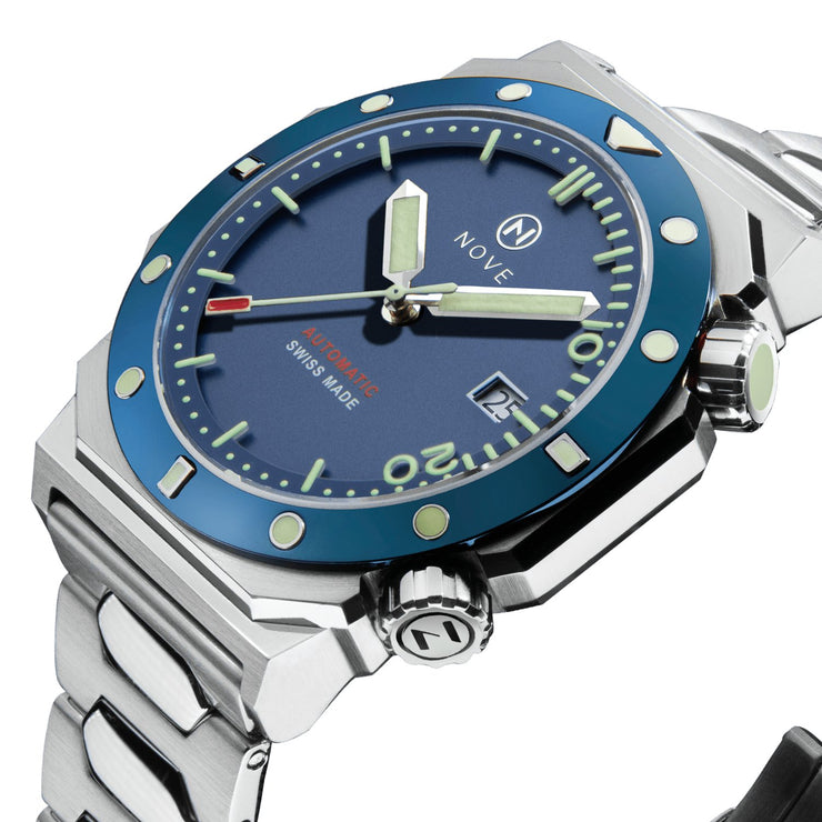 Nove Marine Swiss Automatic M003 - 07 Blue - Watches.com - M003 - 07