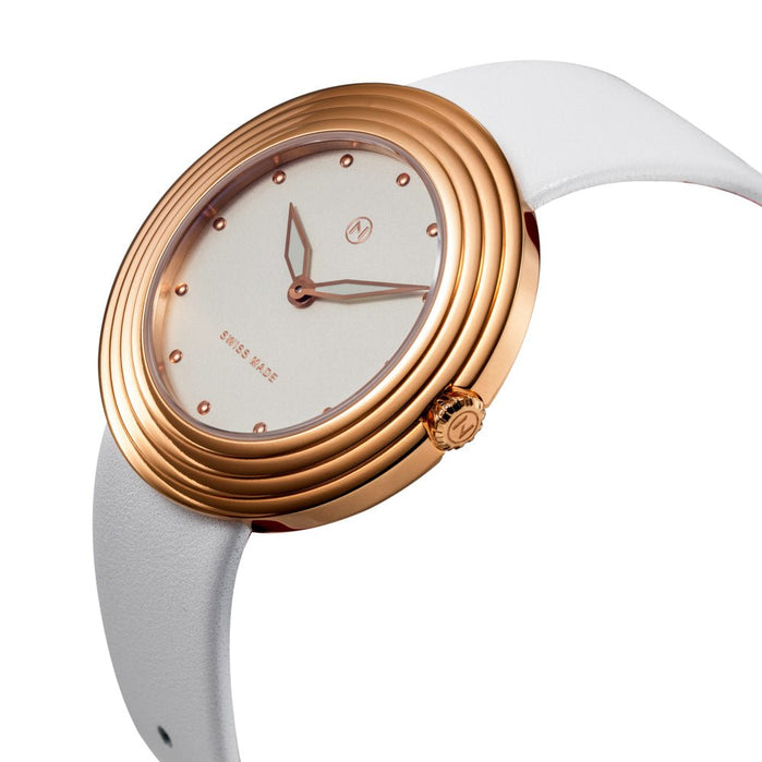 Nove Streamliner 40mm White Rose Gold angled shot picture