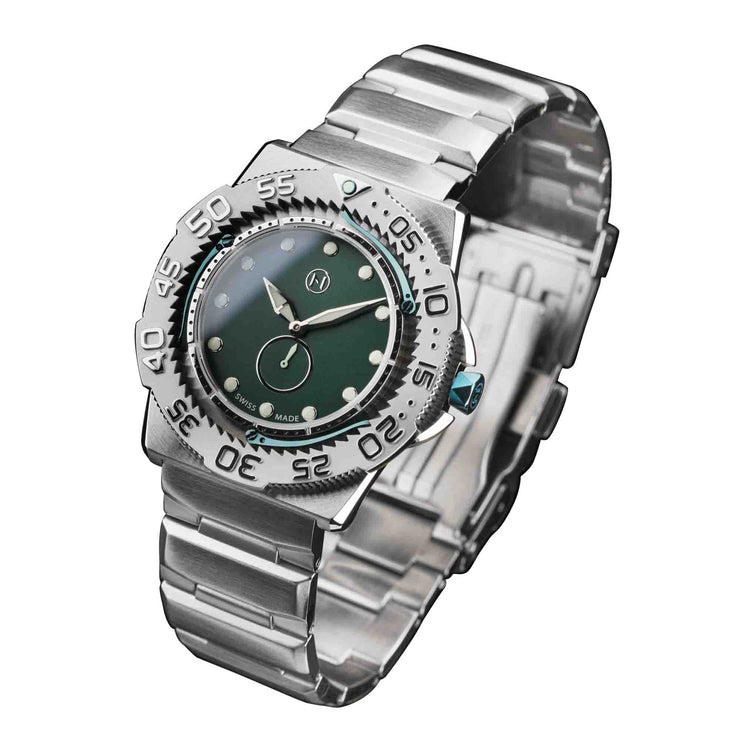 Nove Trident - 42 Ultra Slim SS Militia Green - Watches.com - L002 - 07