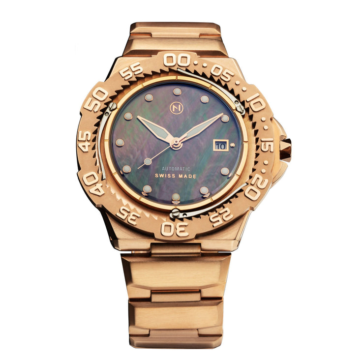 Nove Trident Automatic Ultra Slim Diver Mother Of Pearl Rose Gold - Watches.com - G004 - 02