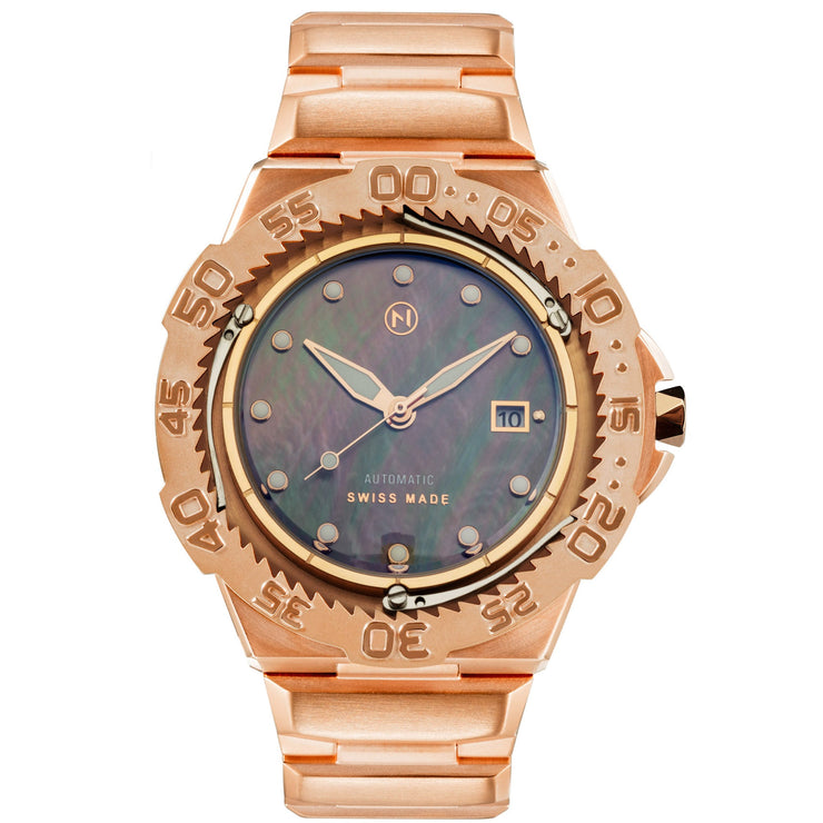 Nove Trident Automatic Ultra Slim Diver Mother Of Pearl Rose Gold - Watches.com - G004 - 02