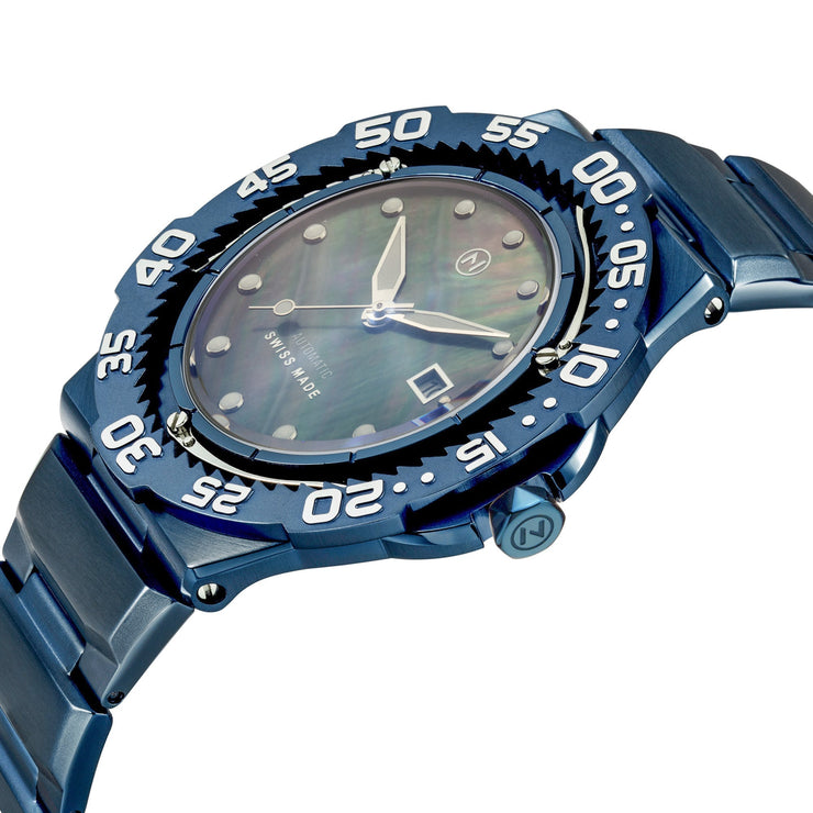 Nove Trident Swiss Automatic G003 - 02 Blue Mother of Pearl - Watches.com - G003 - 02