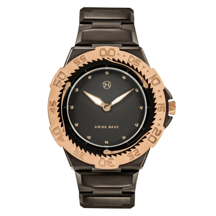 Nove Trident Ultra Slim E005 - 02 Gunmetal Rose Gold - Watches.com - E005 - 02