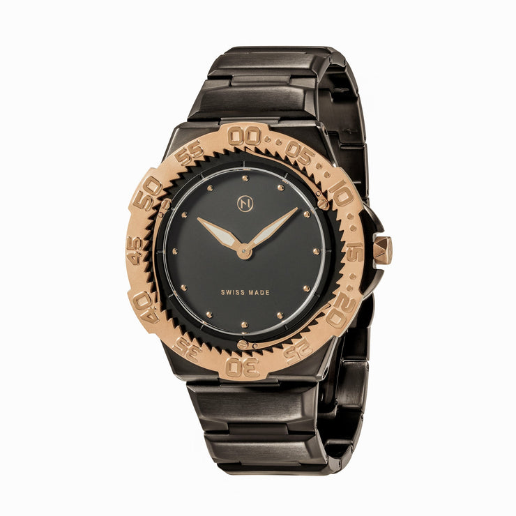 Nove Trident Ultra Slim E005 - 02 Gunmetal Rose Gold - Watches.com - E005 - 02