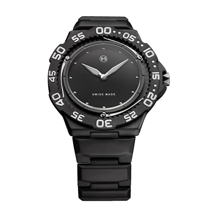 Nove Trident Ultra Slim E014 - 02 Black Silver - Watches.com - E014 - 02