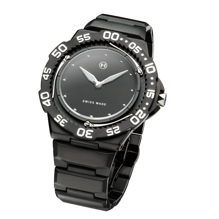 Nove Trident Ultra Slim E014 - 02 Black Silver - Watches.com - E014 - 02