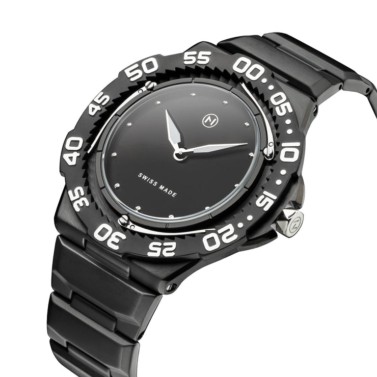 Nove Trident Ultra Slim E014 - 02 Black Silver - Watches.com - E014 - 02