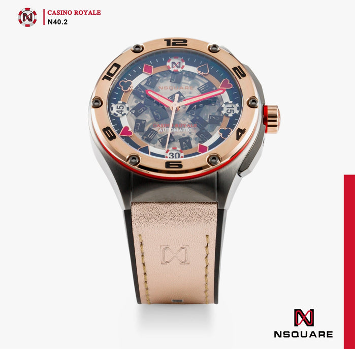 NSQUARE Casino Royale Automatic N40.2 Gunmetal Rose Gold Limited Edition angled shot picture