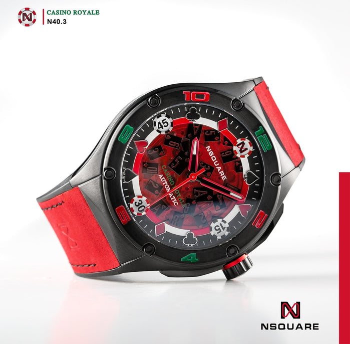 NSQUARE Casino Royale Automatic N40.3 Red Black Limited Edition angled shot picture