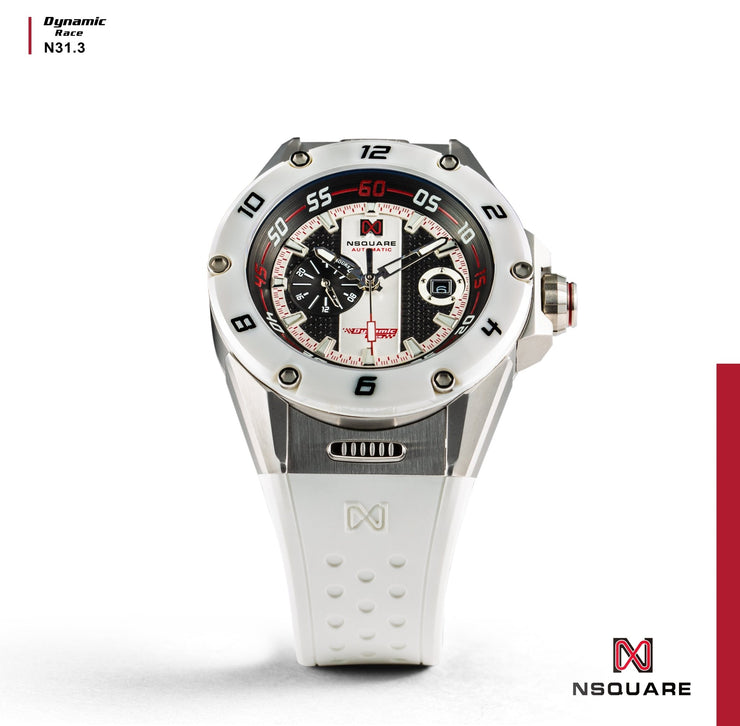 NSQUARE Dynamic Race Automatic 46mm N31.3 Ceramic White - Watches.com - N31.3