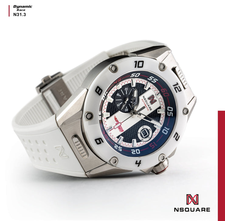 NSQUARE Dynamic Race Automatic 46mm N31.3 Ceramic White - Watches.com - N31.3