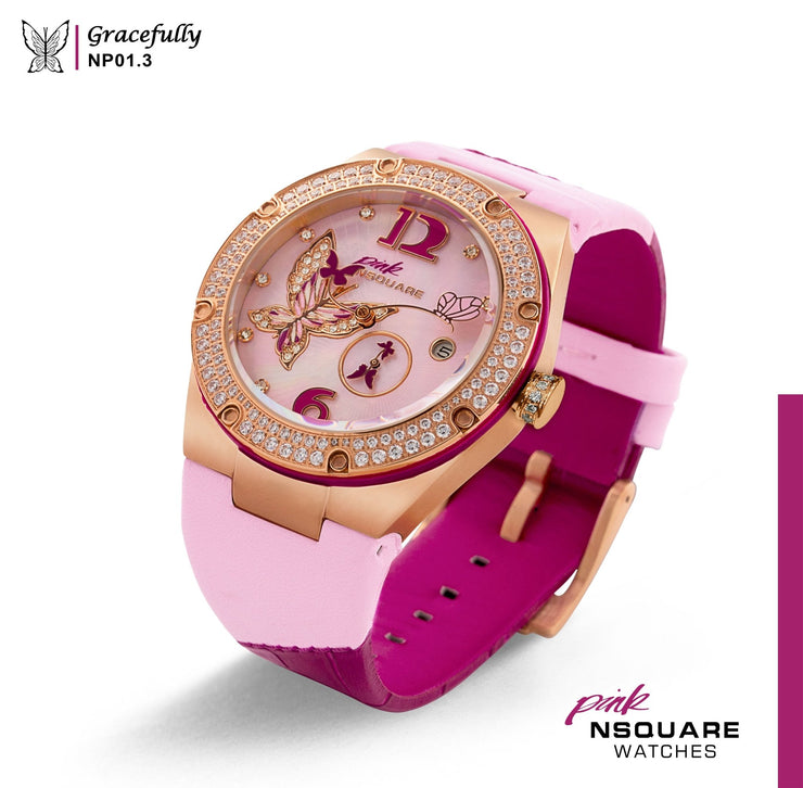 NSQUARE Gracefully Automatic 40mm NP01.3 Pink - Watches.com - NP01.3