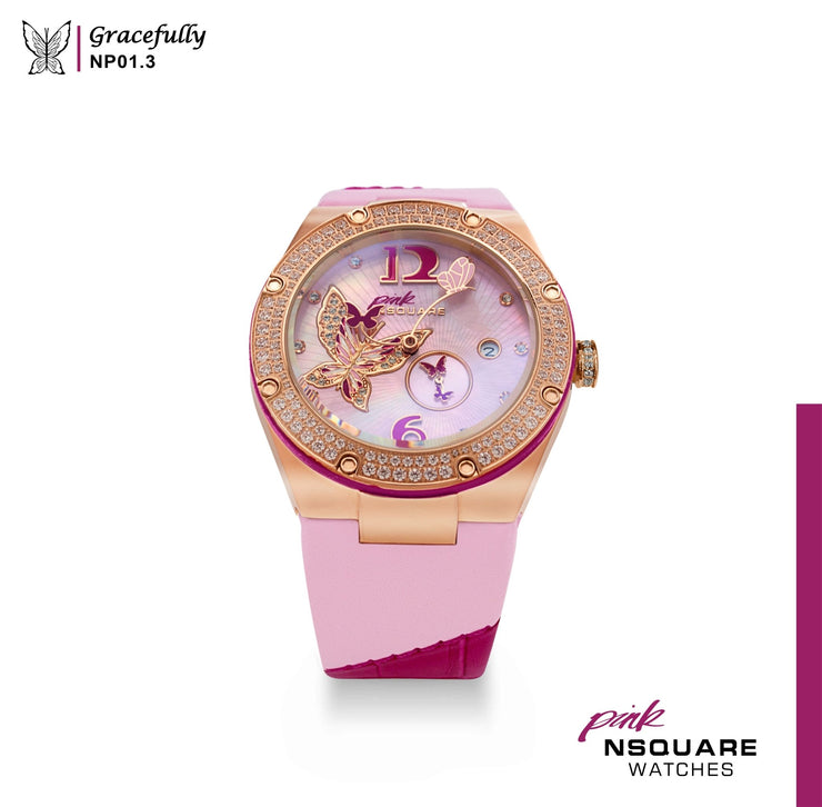 NSQUARE Gracefully Automatic 40mm NP01.3 Pink - Watches.com - NP01.3