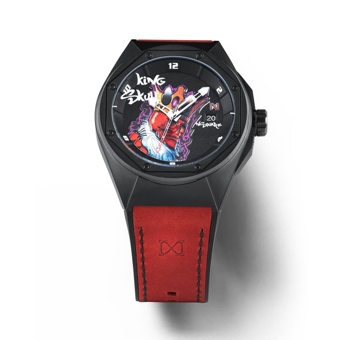 NSQUARE King Skull Automatic N43.1 Black Red angled shot picture