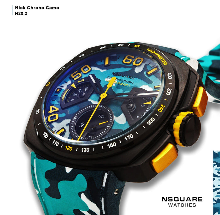 NSQUARE Nick Chronograph 51mm N20.2 Camo Blue angled shot picture