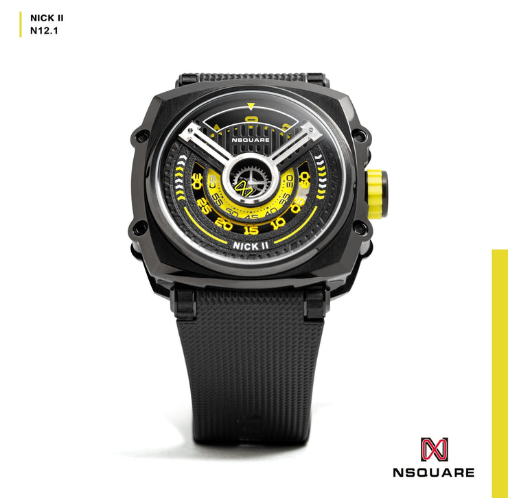 NSQUARE Nick II Automatic 45mm N12.1 Black Yellow - Watches.com - N12.1 - BLACK