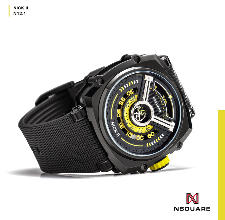 NSQUARE Nick II Automatic 45mm N12.1 Black Yellow - Watches.com - N12.1 - BLACK