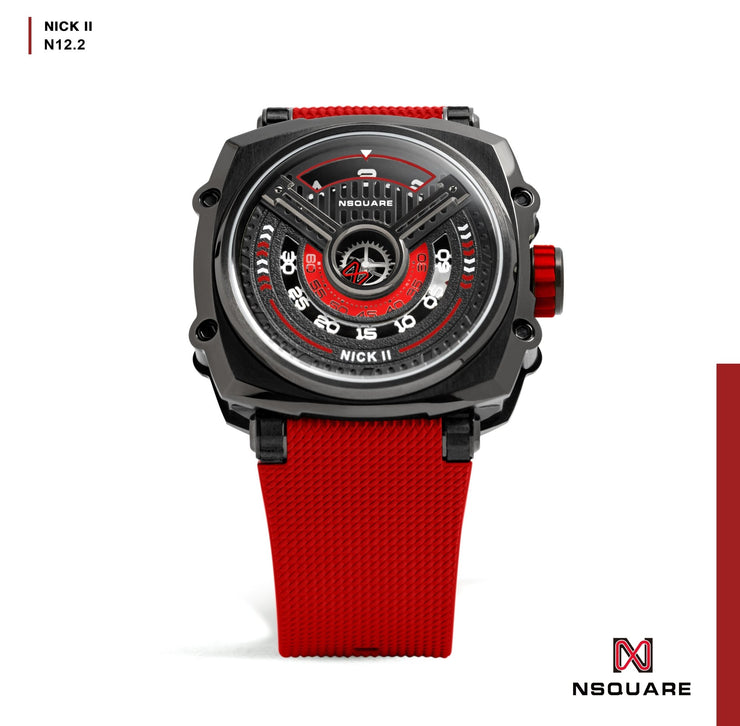 NSQUARE Nick II Automatic 45mm N12.2 Black Red - Watches.com - N12.2 - RED