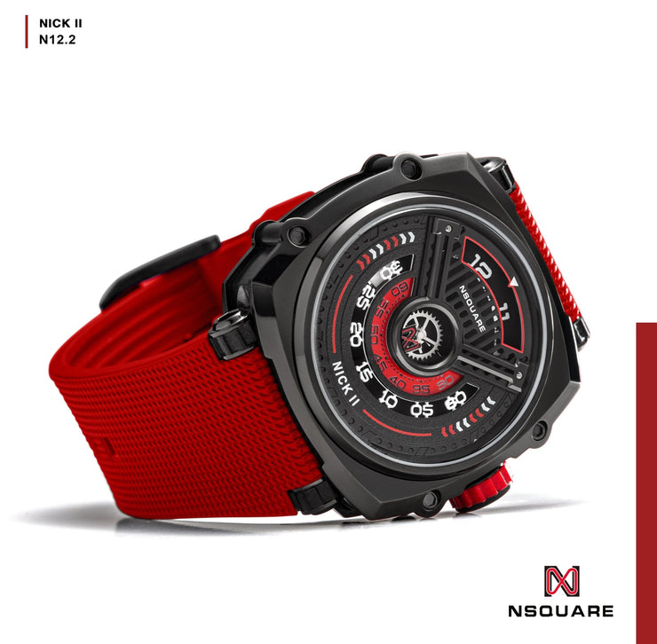 NSQUARE Nick II Automatic 45mm N12.2 Black Red - Watches.com - N12.2 - RED