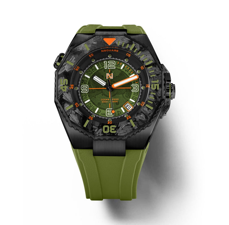 NSQUARE Ocean Speed NS - 27.5 Black/Green Swiss Automatic - Watches.com - NS27.5