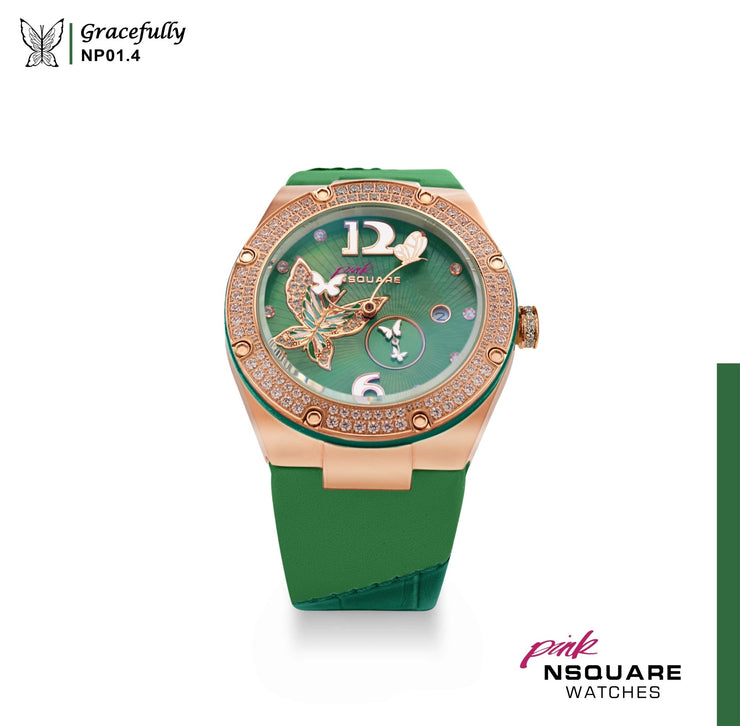 NSQUARE PINK Gracefully Automatic 40mm NP01.4 Green - Watches.com - NP01.4