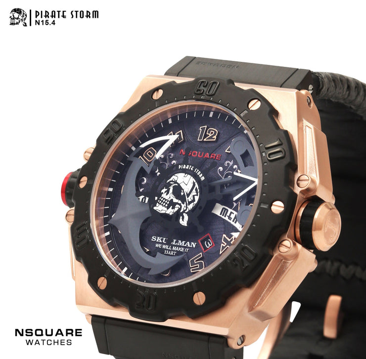 NSQUARE Pirate Storm Automatic 48mm N15.4 Black Rose Gold - Watches.com - N15.4