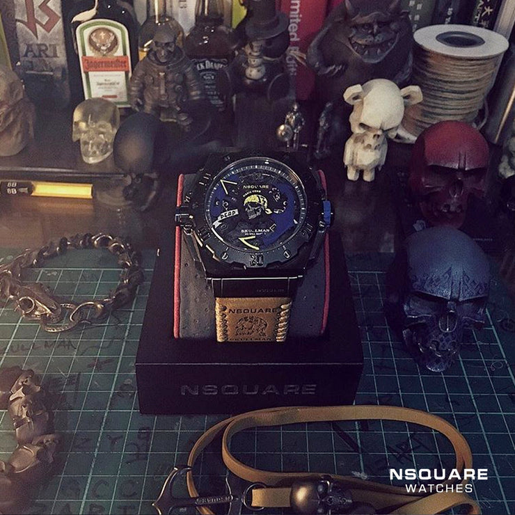 NSQUARE Pirate Storm Automatic 48mm N15.5 Black Vachetta Tan - Watches.com - N15.5