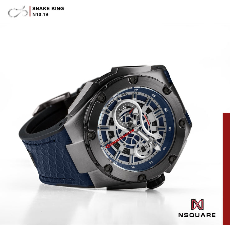 NSQUARE Snake King Automatic 46mm N10.19 Gray Metal Blue - Watches.com - N10.19