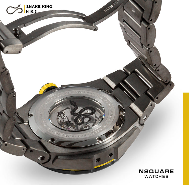 NSQUARE Snake King Automatic 46mm N10.3 Gray Yellow SS - Watches.com - N10.3 - SS