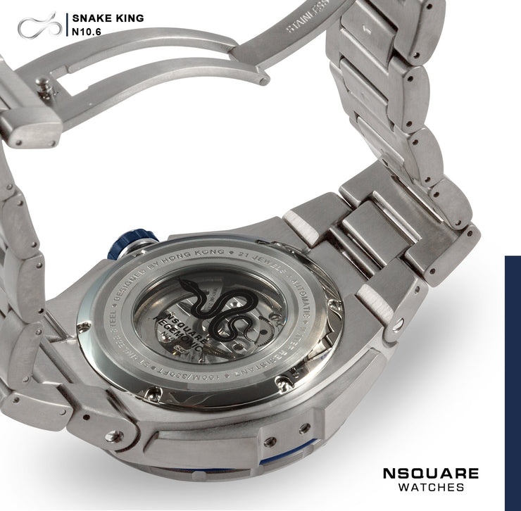 NSQUARE Snake King Automatic 46mm N10.6 Blue Steel - Watches.com - N10.6 - SS